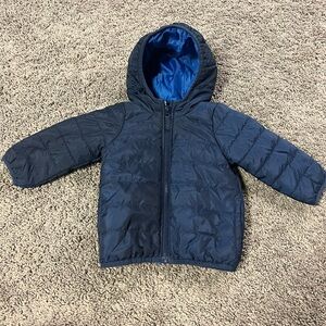 CARTERS Toddler Packable Hooded Puffer Jacket Navy Blue 18 Months water resist